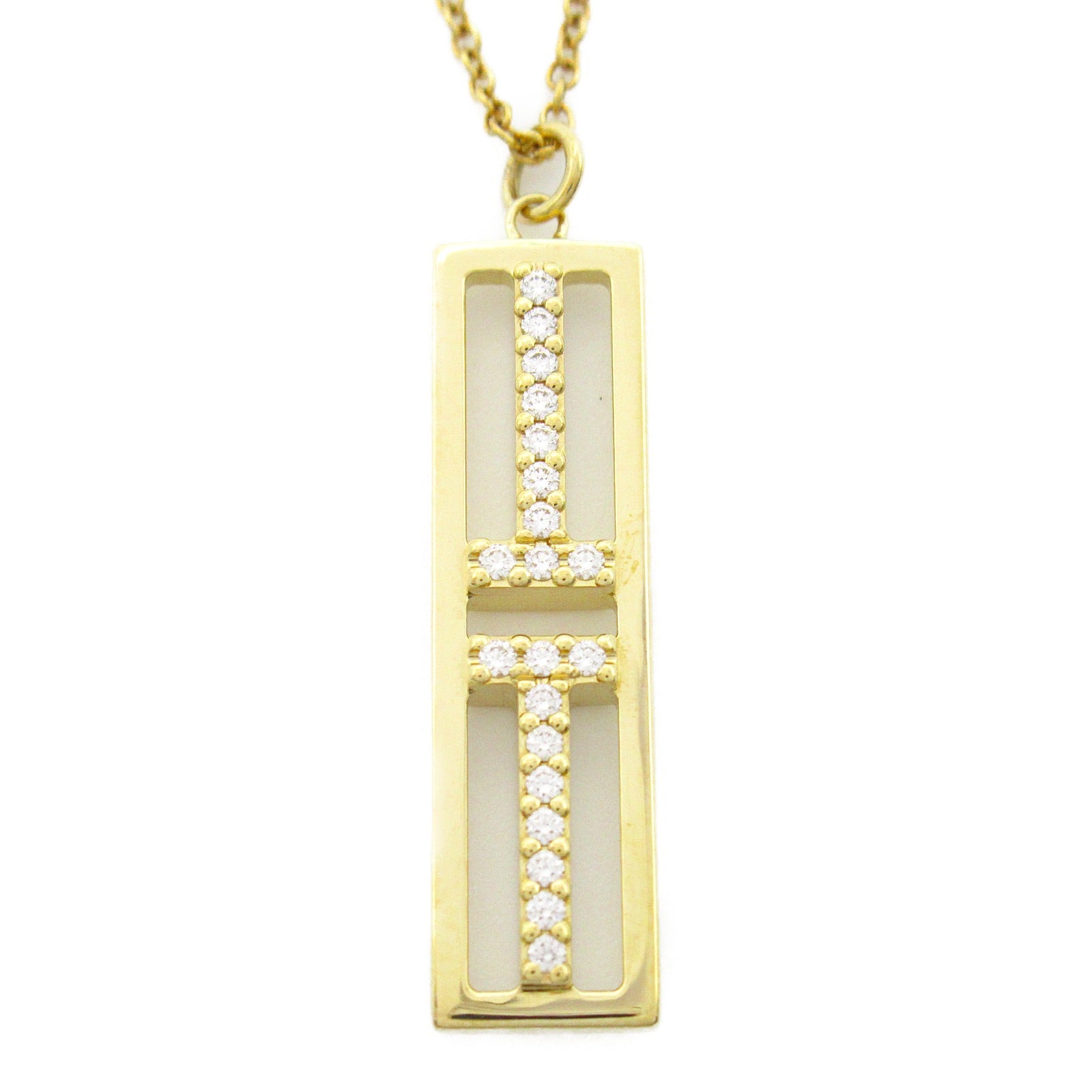 TIFFANY&CO TWO TWO Open Bartical Bar Diamond Necklace Collar K18 (Yellow G) Diamond  Clearance