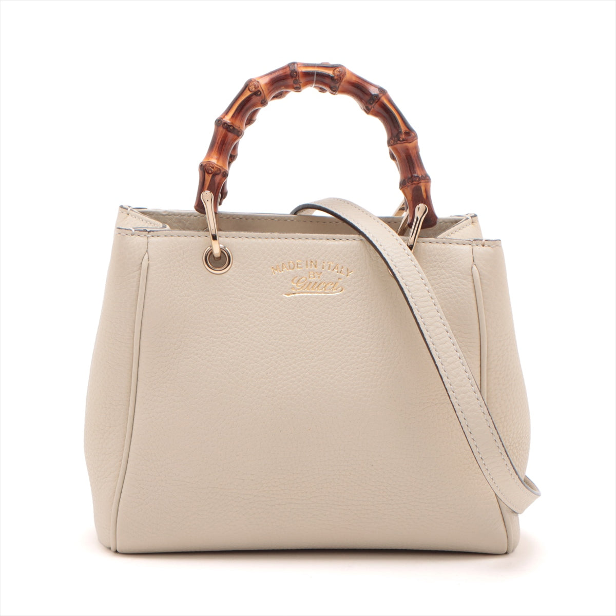 Gucci Bamboo Leather 2WAY Handbag White 368823