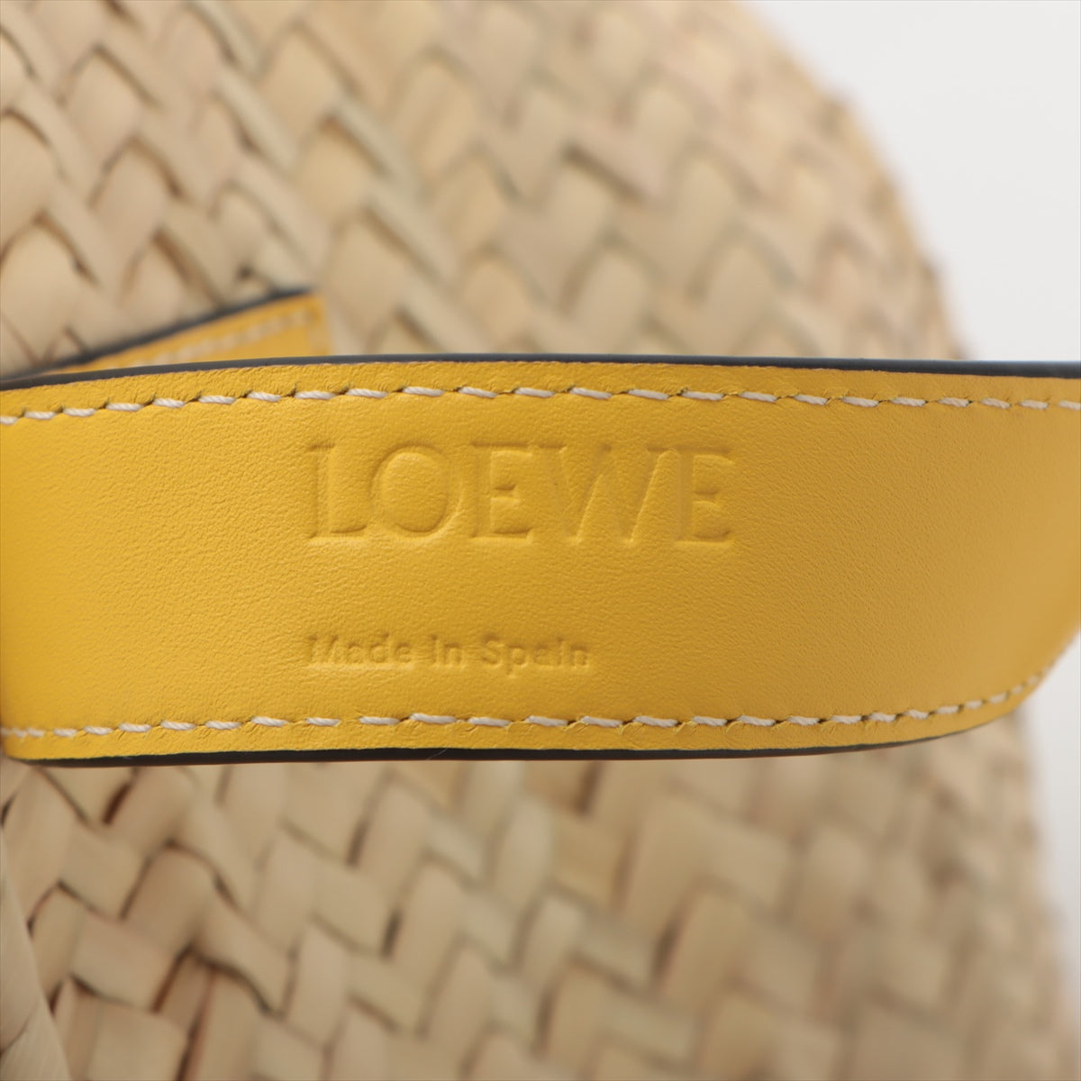 Loewe Basketball Small Mall Raffia x Leather T-Bag Yellow