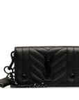 Saint Laurent YSL V Stitch Shoulder Bag Chain Wallet Black Leather  Saint Laurent