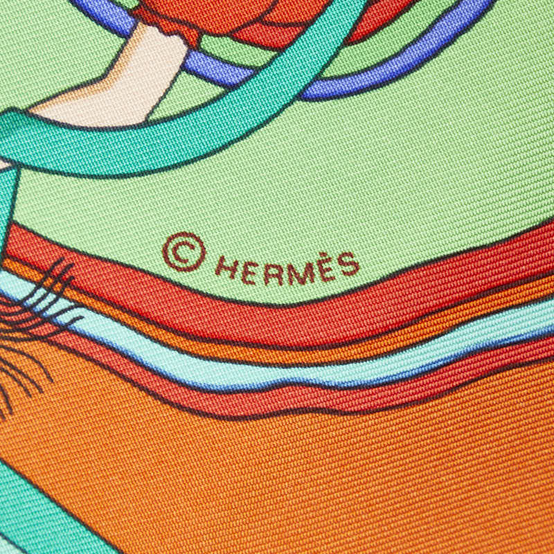 Hermes Carré 90 Belles du Mexique Beautiful Mexican SCalf Orange Multicolor Silk  Hermes