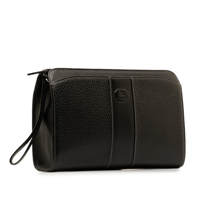 Burberry Nova Check  Clutch Bag Second Bag Black Leather