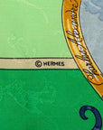 Hermes Carré 90 LE GEOGRAPHE Geographer SCalf Green Multicolor Silk  Hermes
