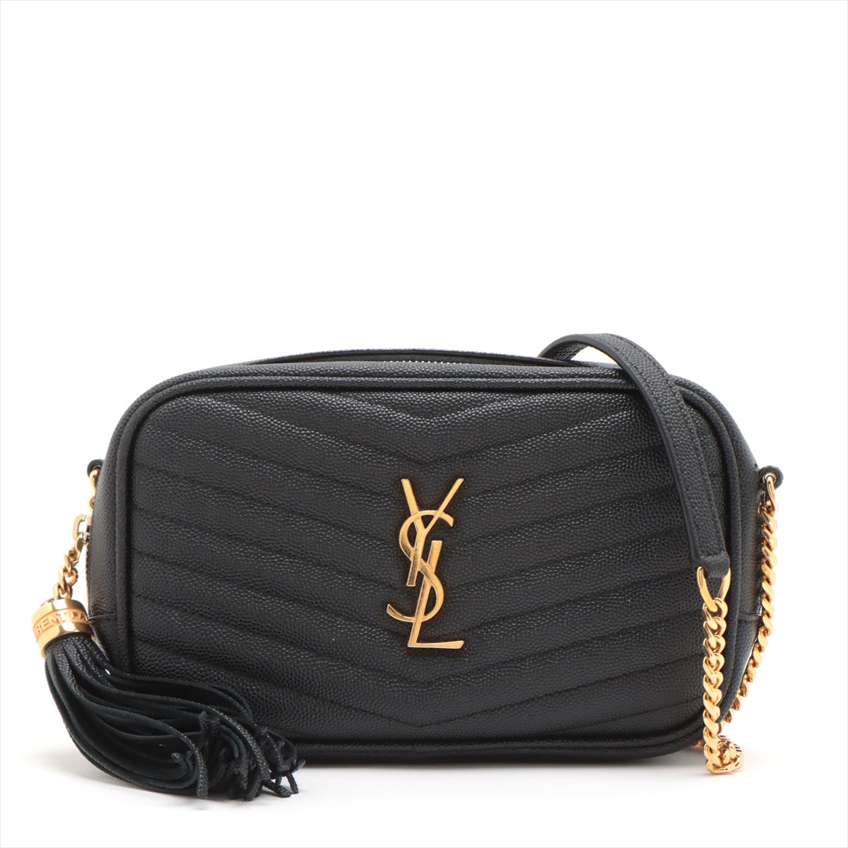 Saint Laurent  Leather Chain Shoulder Bag Black 618057