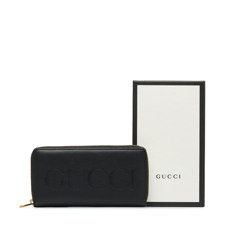 Gucci Logo Round  Long Wallet 658691 Black Leather  Gucci