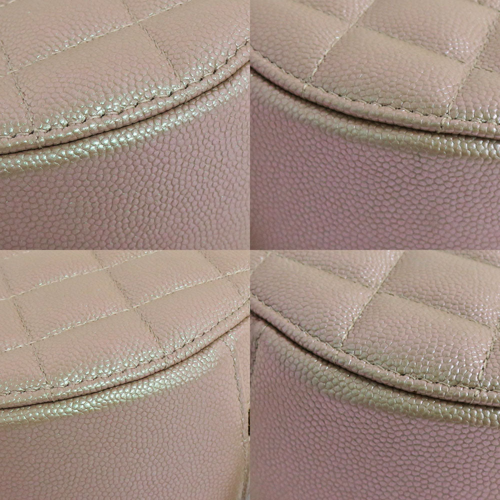 CHANEL Chanel Matrasse Round Chain Shoulder Bag Pouch AP0314 Metal Beige G  Coco  Caviar S Leather  Round