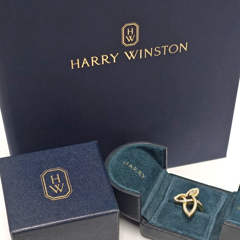 Harry Winston K18YG Diamond Ring Diamond Cluster 750YG Jewelry