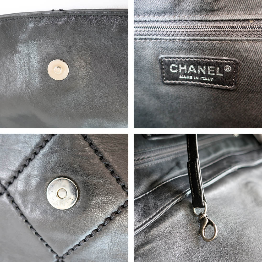 Chanel One-Shooter Bag Wild Stitch Vintage Silver  Black Black  Wedding Wedding