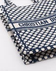 Christian Dior Vertical Book Tote Linen Handbag Navy Navi