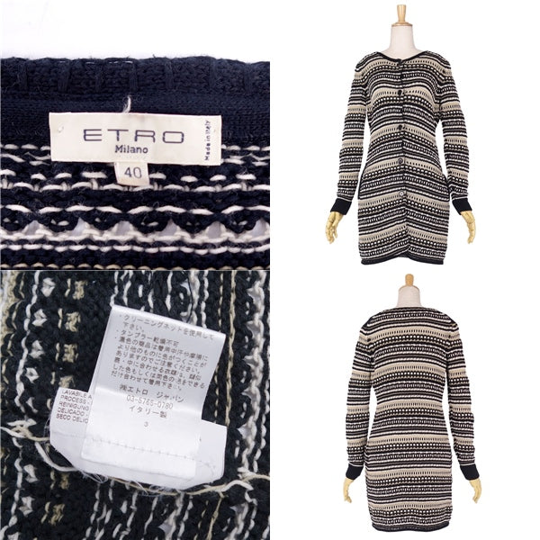 Etro ETRO Nitted Long Cardigan Long Sleeve Total Cotton Linen Tops  40 (M Equivalent) Multicolor  ETRO