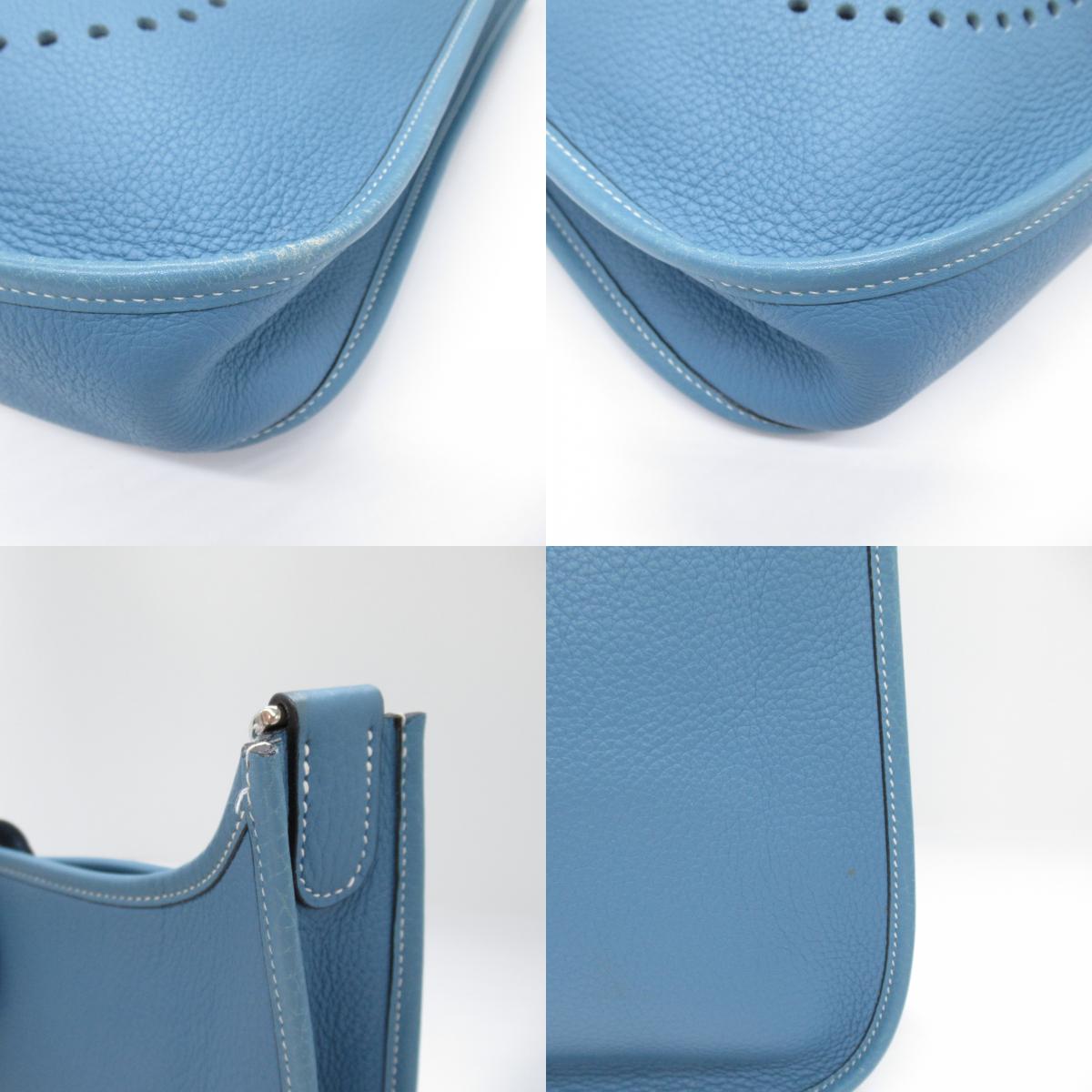 Hermes EVLIN PM Blue Jeans Shoulder Bag Shoulder Bag Leather ant  Blue