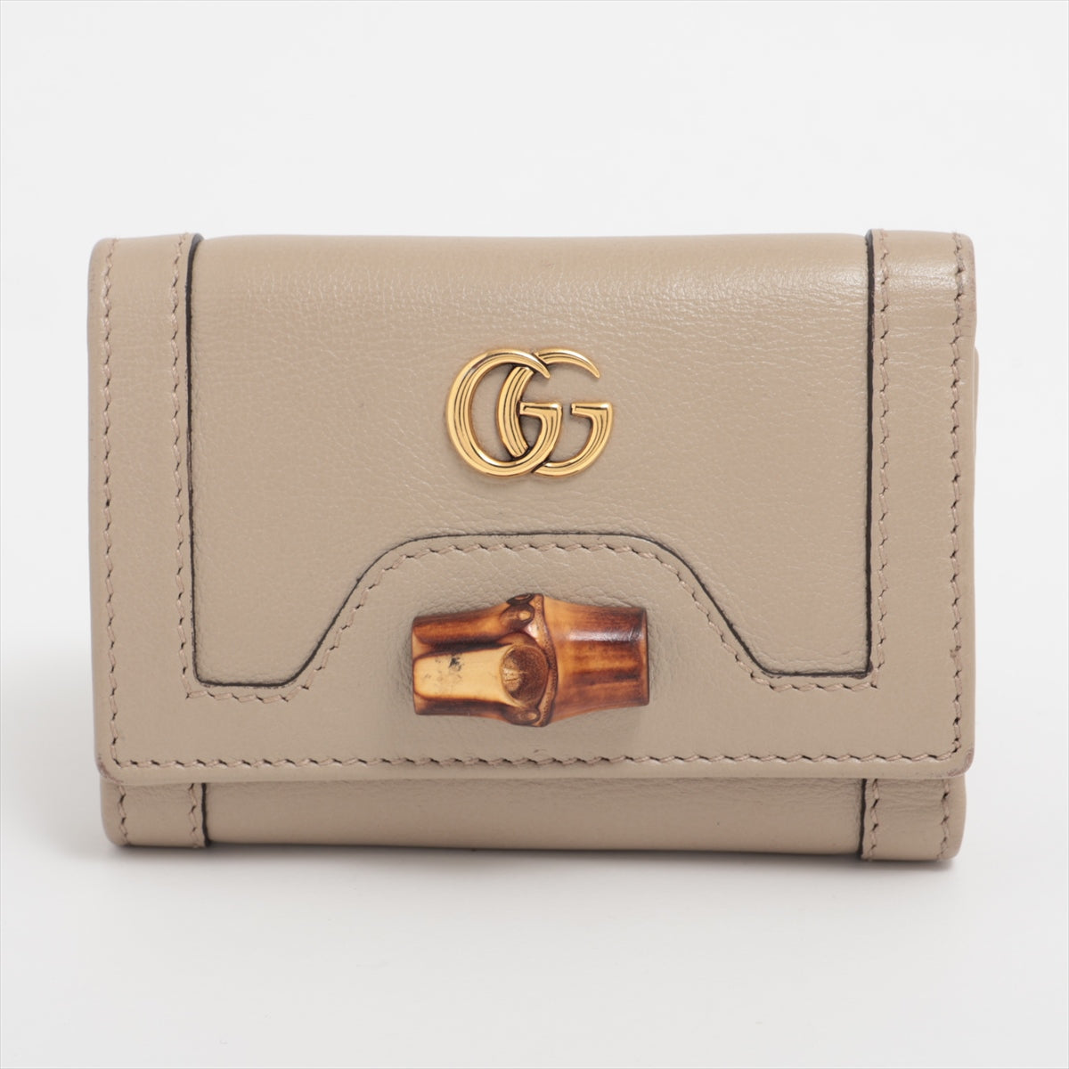 Gucci Bamboo 658633 Leather Compact Wallet Beagle