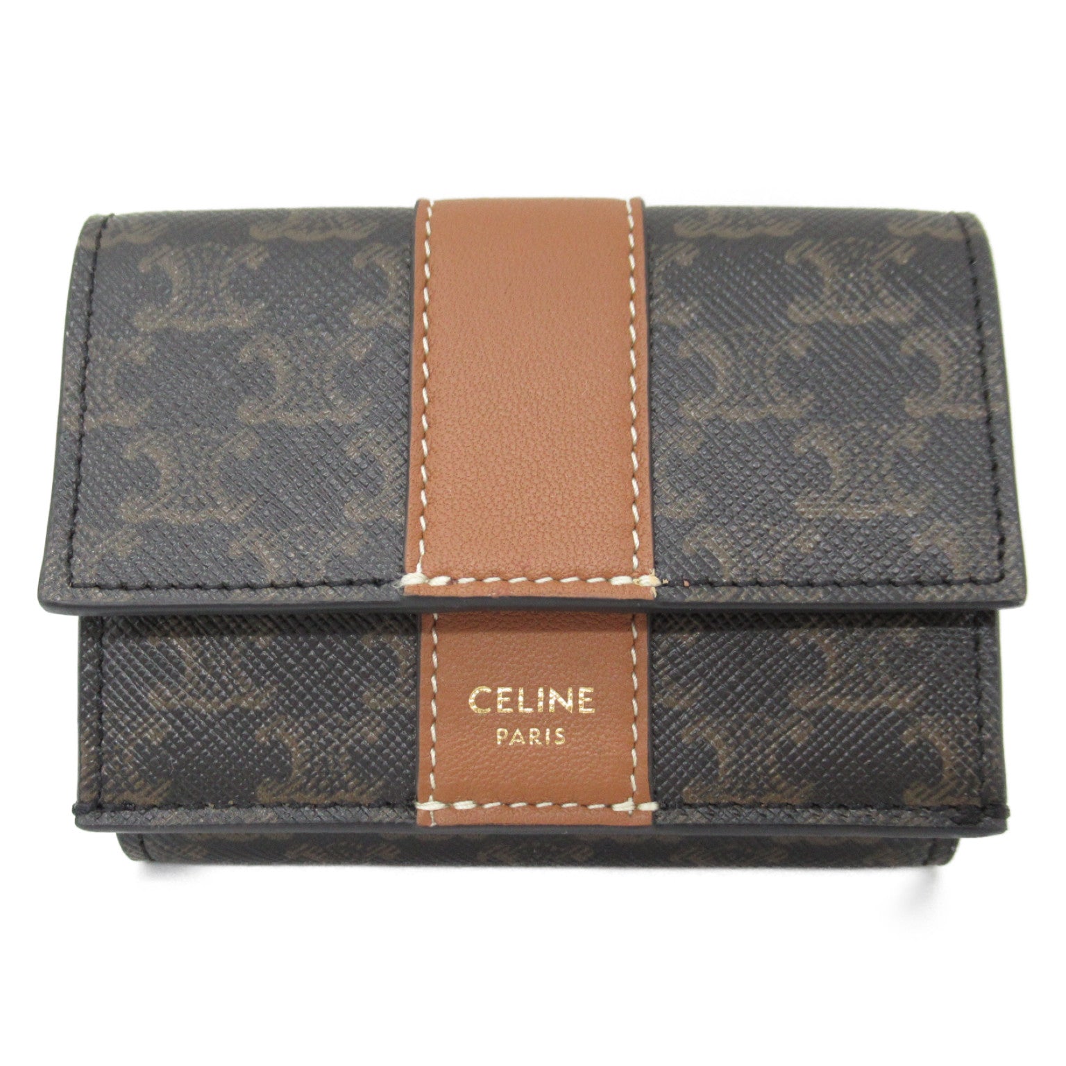 Celine W Hook Wallet W Hook Long Wallet Linen Wallet  Black/Brown Linen