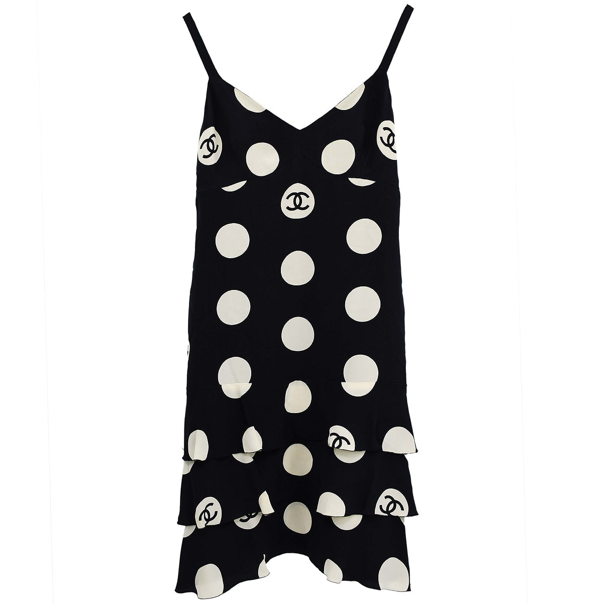 Chanel Spring 1997 Runway polka-dot ruffled silk dress 