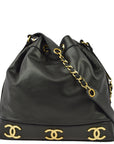 Chanel Black Lambskin Triple CC Bucket Shoulder Bag