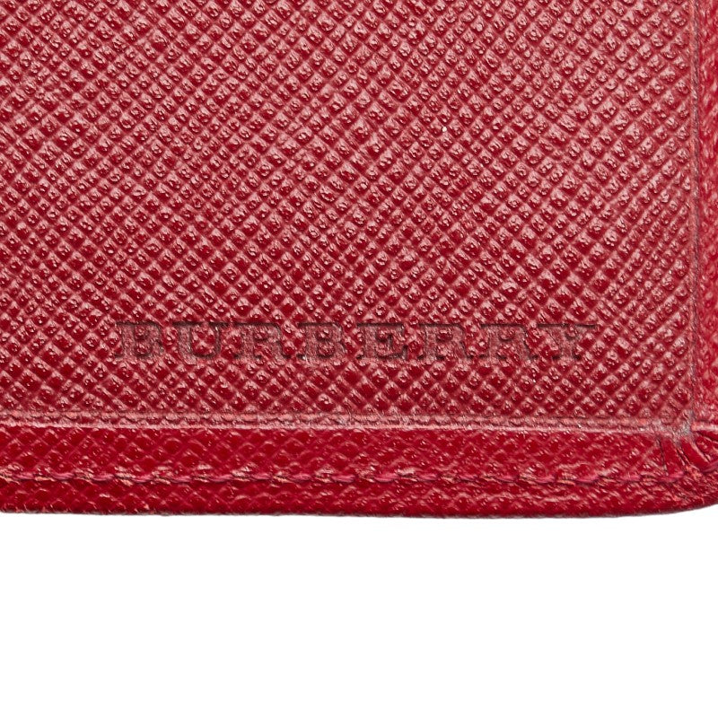 Burberry Nova Check Long Wallet Three Fold Wallet Beige Red Leather Canvas