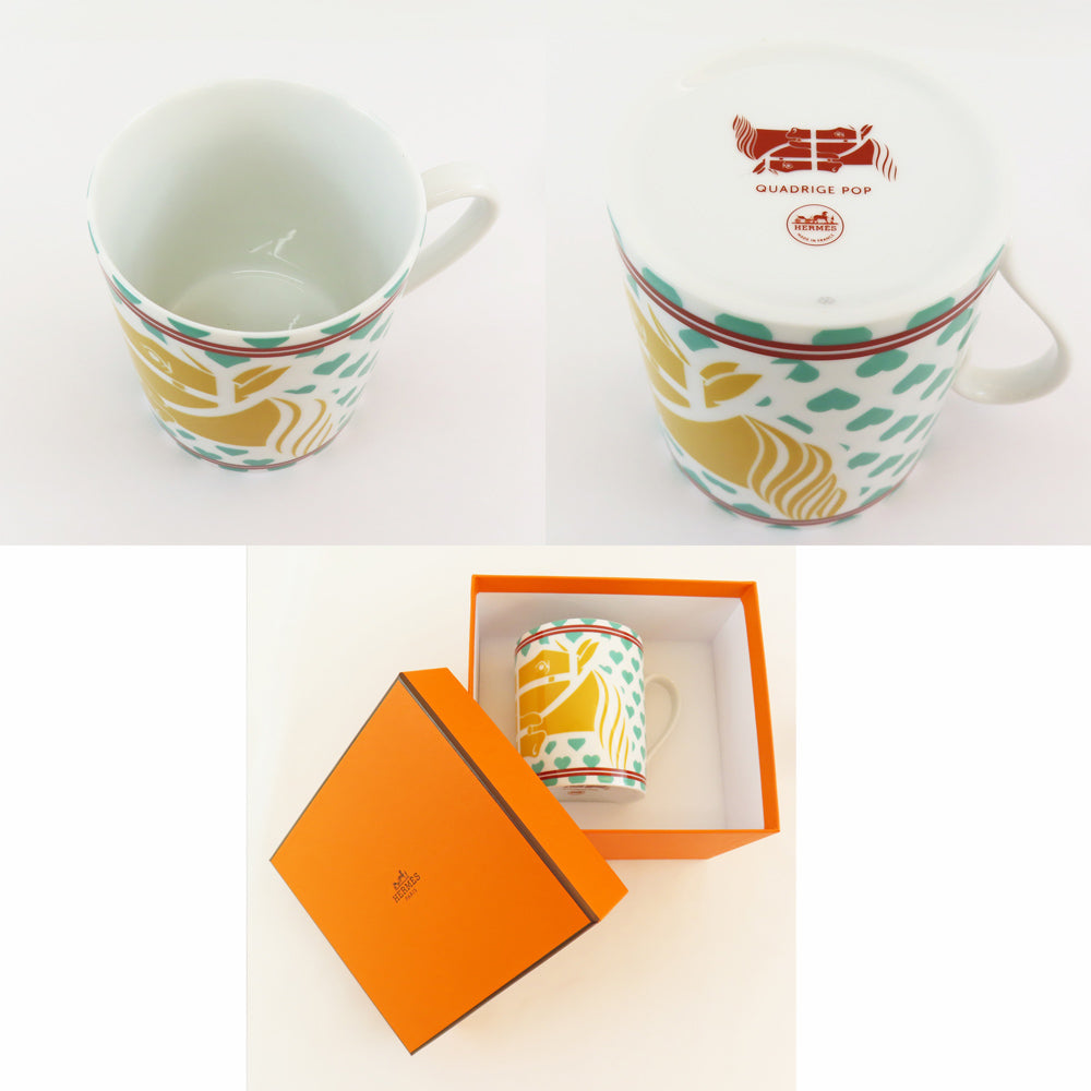 HERMES Hermes Magg Cup Quadriga Pop Cadrige Heart Cloth White Horse Tableware Quadrige Pop Cup Dining chen Other Unused  Wade Quality