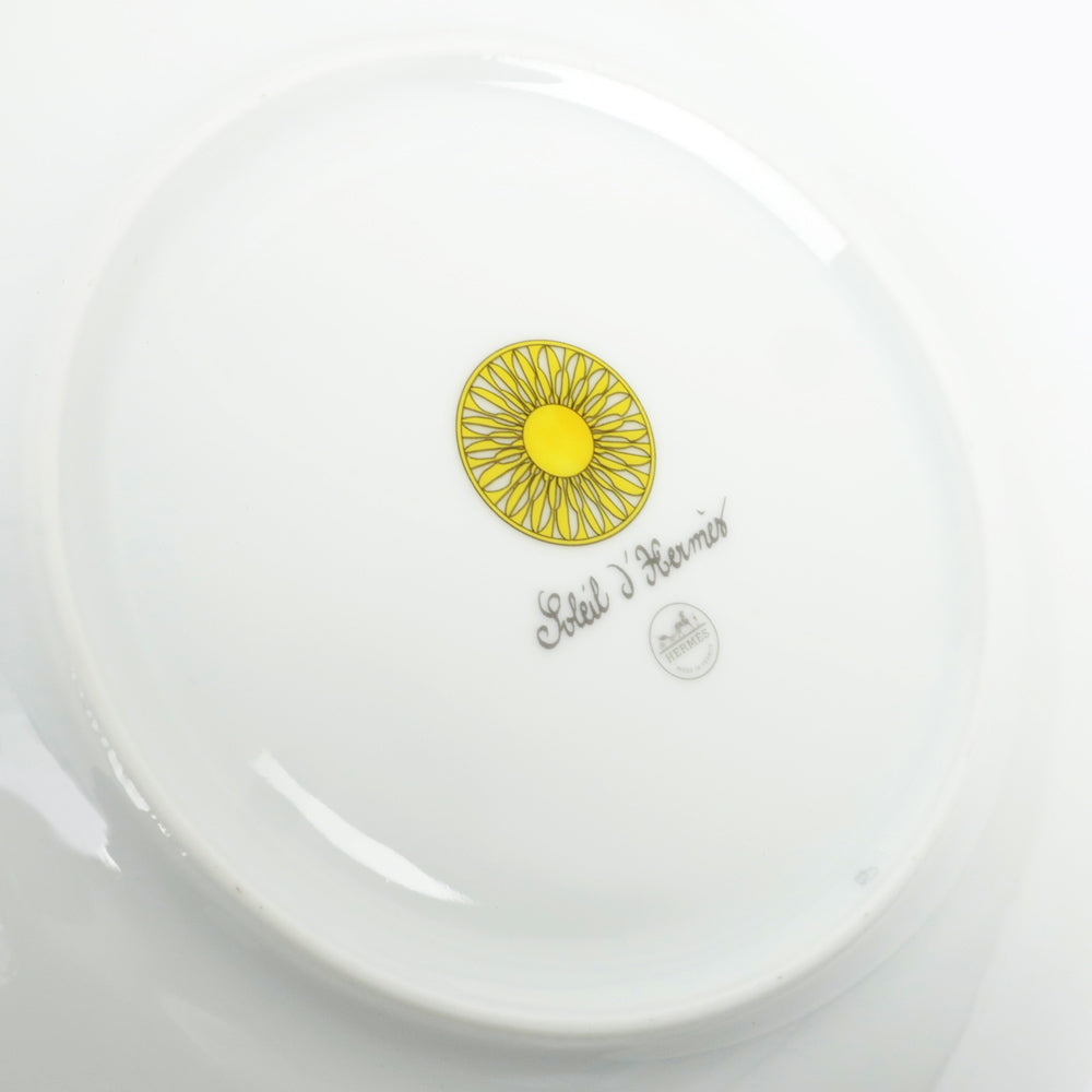 Hermes Dessert  Soleil 2 Sets Yellow White Plates Pair Ceramics  New Products Until Used] Soleil