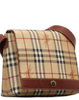 Burberry Nova Check   Shoulder Bag Beige Brown PVC Leather