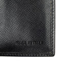 Prada Saffiano Triangle Logo  Three Fold Wallet Black Leather  Prada Ginestapo