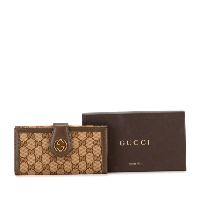 Gucci GG canvas interlocg G stalls long wallet 269970 brown canvas leather ladies Gucci