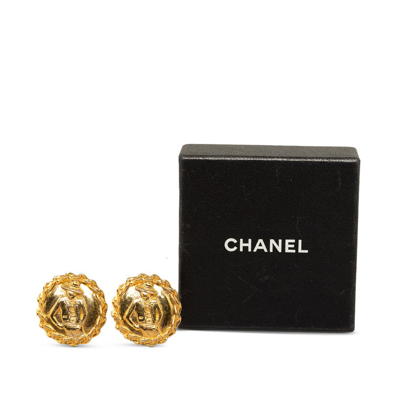 Chanel Boucles d&#39;oreilles rondes à motif Mademoiselle Plaqué or Femme