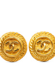 Chanel Coco Mark Round Earrings Gold Plated Women's