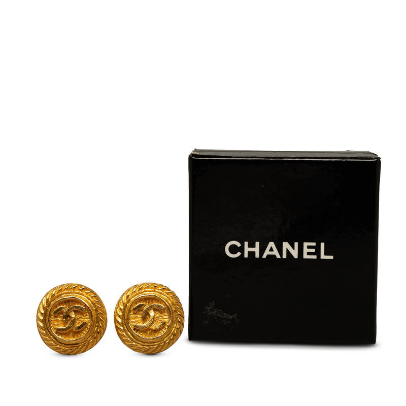 Chanel Coco Mark Round Earrings Gold Plated Women&#39;s