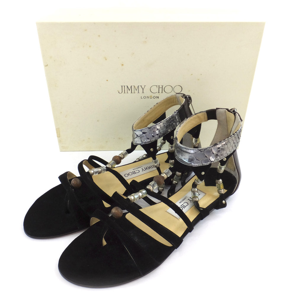 Jimmy Choo Daphne Sandals Black Size 37.5 Indicator 24.5cm Equivalent Sword Pearson Napa New  Shoes