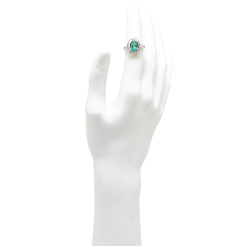 Pt900 Platinum Emerald 1.48ct Diamond 0.59ct Motif Ring Ring  11.5
