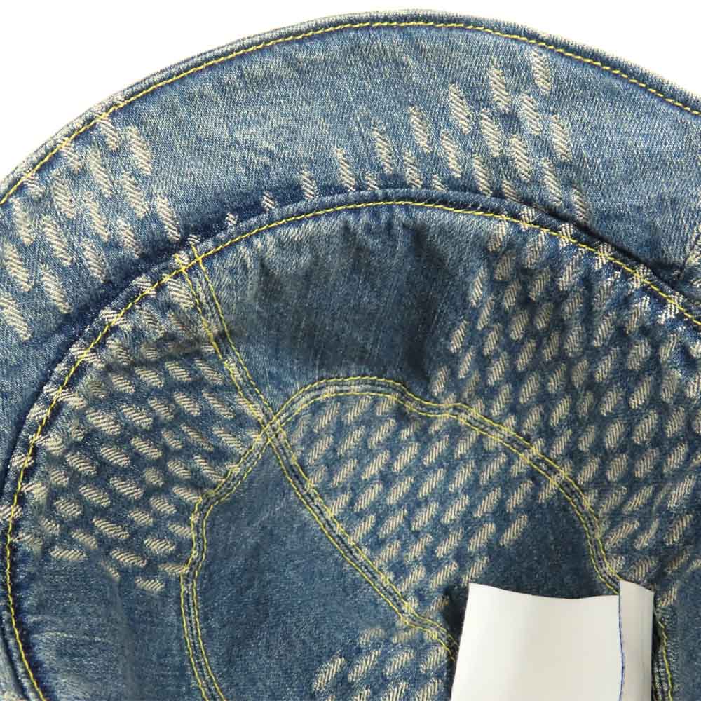 Louis Vuitton NIGO Bonnet Denim MP3242 LV Made Square Bucket Hat Monogram Damier Giant Wave M Size Cotton Blue Small