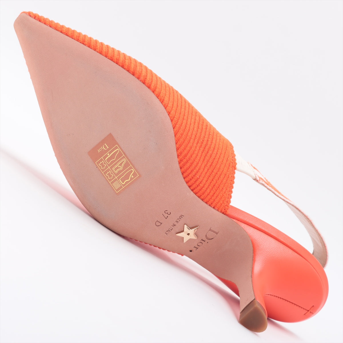 Christian Dior J&#39;ADIOR Canvas  Leather Strap Pump 37  Orange Slingback