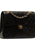 Chanel Mattrase 25 Coco Double Flap Twisted Chain Shoulder Bag Black   CHANEL