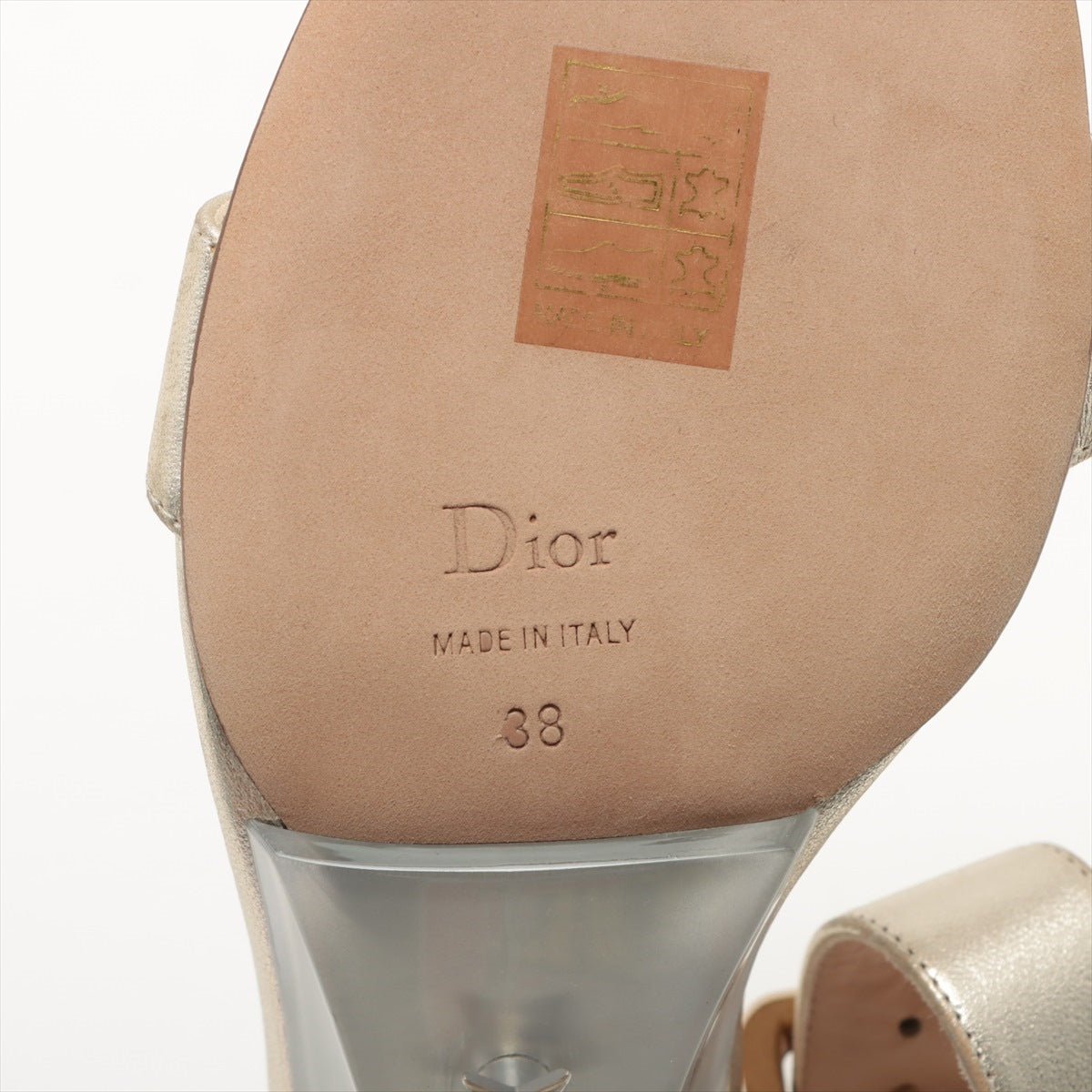 Christian Dior Leather Sandal 38  Gold NE0319 Straptree