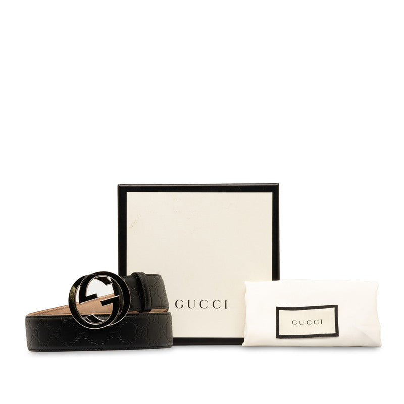 Gucci Gucci Interlocking G Belt 80/32 411924 Black Leather  Gucci