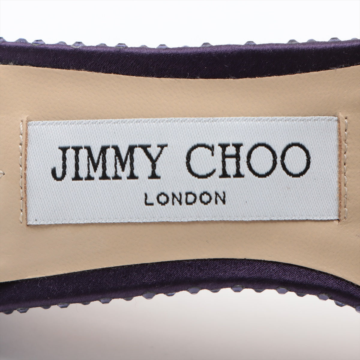 Jimmy Choo Saten x Leather Sandal 36 1/2  Pearl BON Crystal