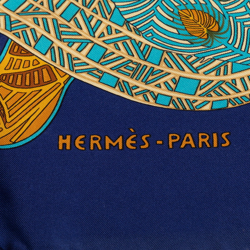 Hermes Carré 90 ART des STEPPES Step Art Museum SCalf Red Blue Multicolor Silk  Hermes