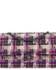 Chanel Pink Tweed Medium Classic Double Flap Shoulder Bag