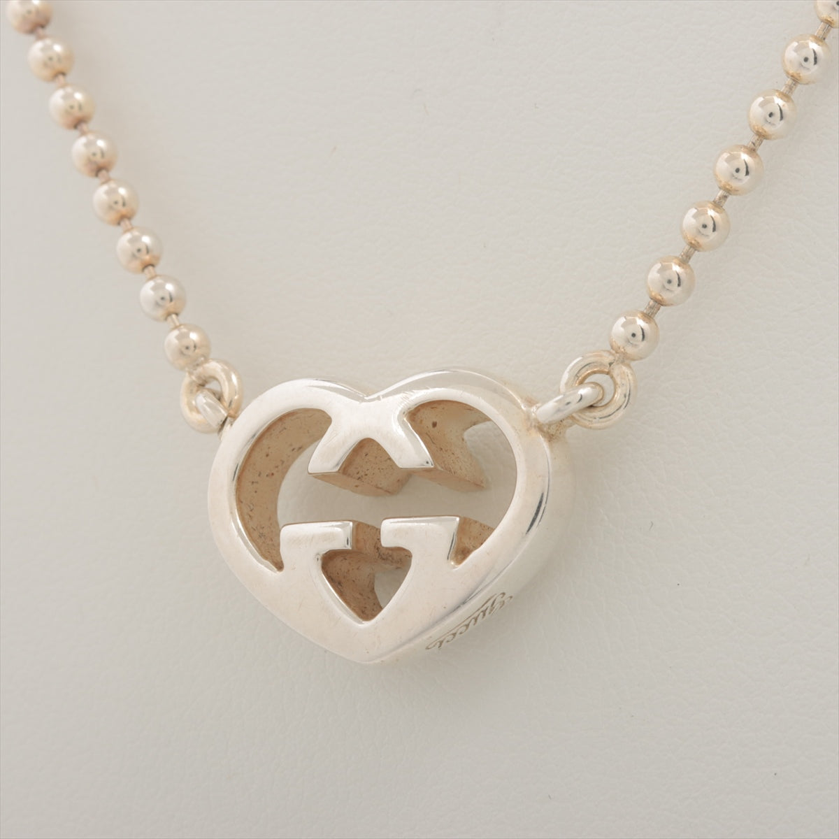Gucci Interlocking G Heart Necklace 925 15.0g Silver