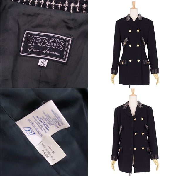 Versus VERSUS Jacket Double Brest Tweed Wool G Button   38 (M Equivalent) Black Versailles Fashion Lord