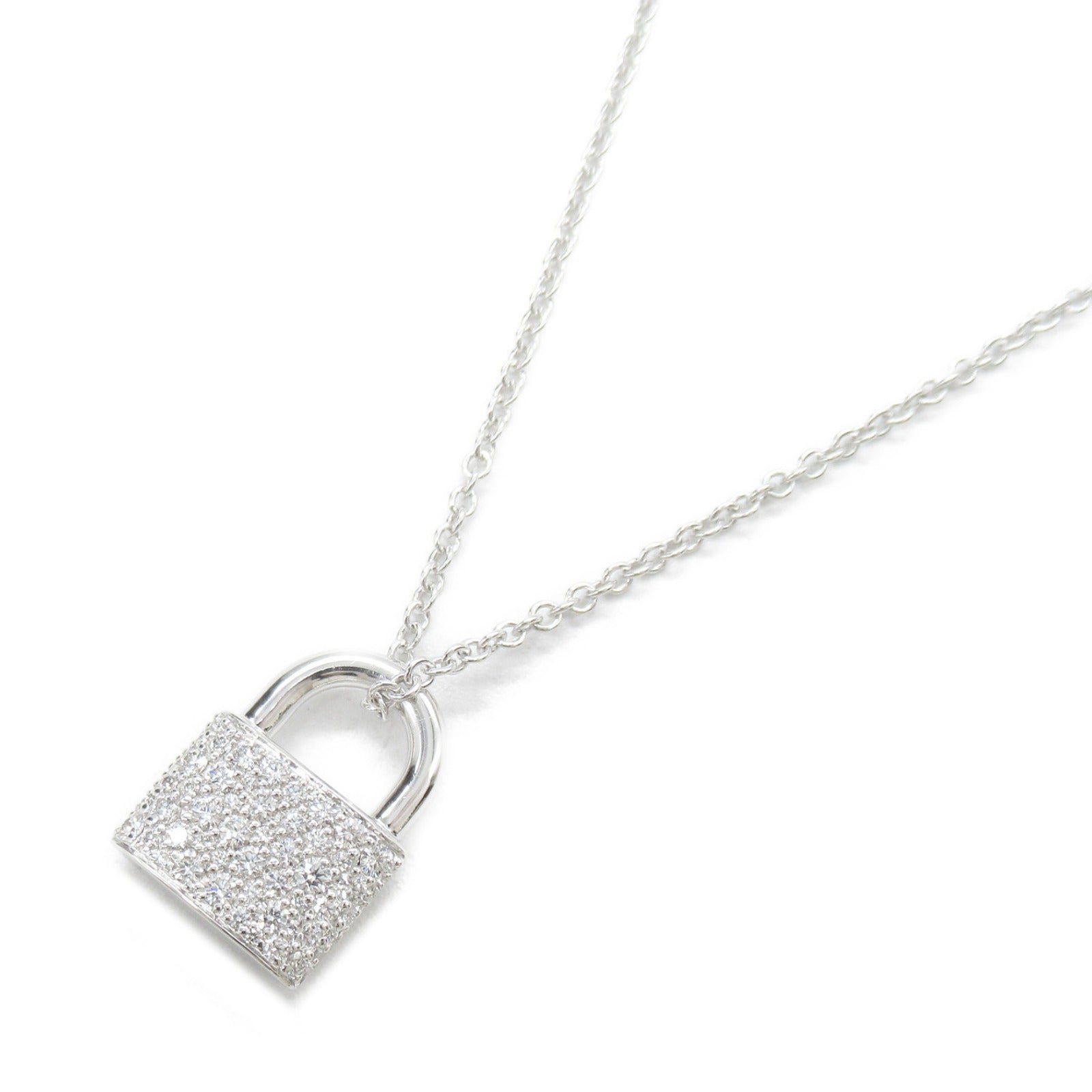 Tiffany TIFFANY&CO hardware lock diamond necklace necklace jewelry K18WG (white g) diamond  clearance