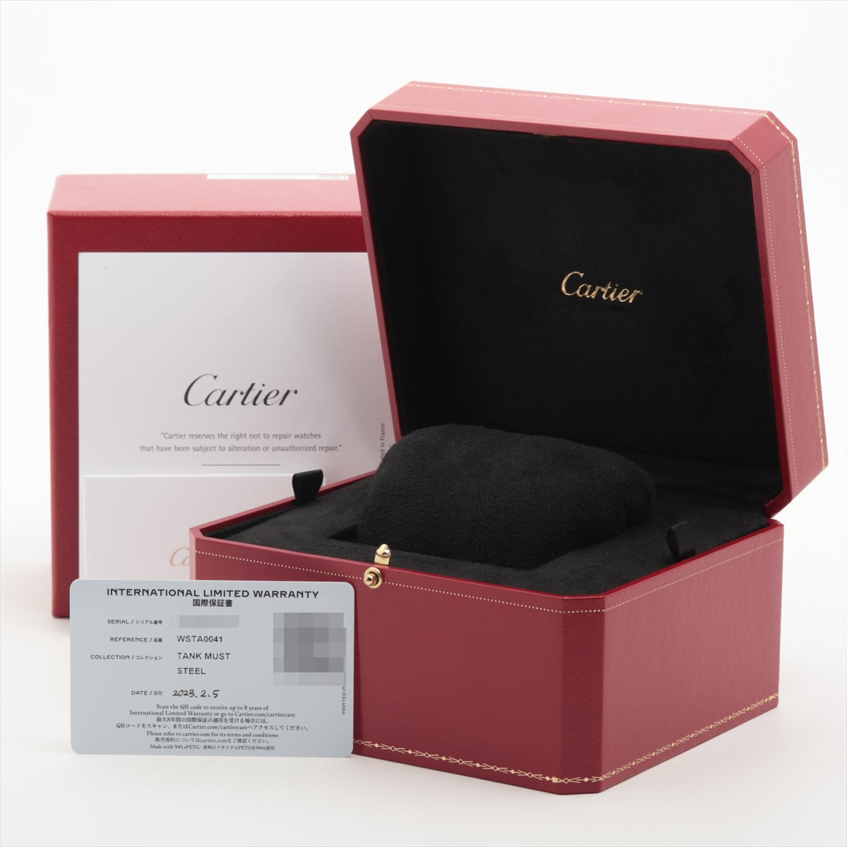 Cartier Tankmaster LM WSTA0041 SS  Leather QZ Silver  Dial
