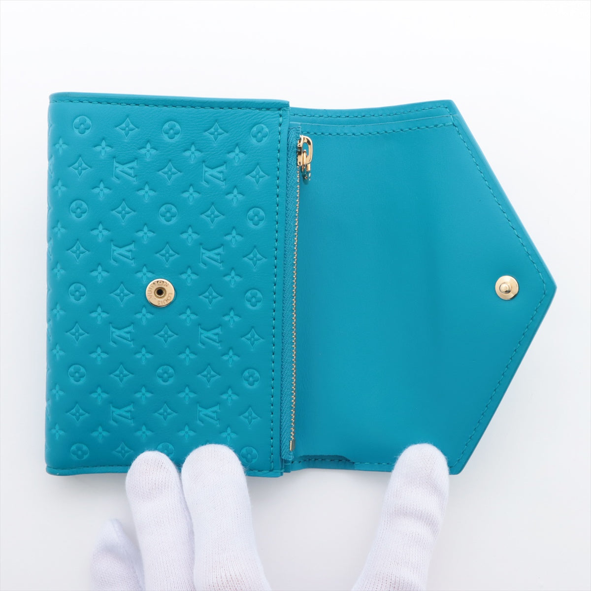Louis Vuitton Nanograms Portefolio Victoria M82314 Blue Compact Wallet