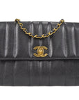 Chanel 1994-1996 Black Caviar Medium Vertical Stitch Straight Flap Bag