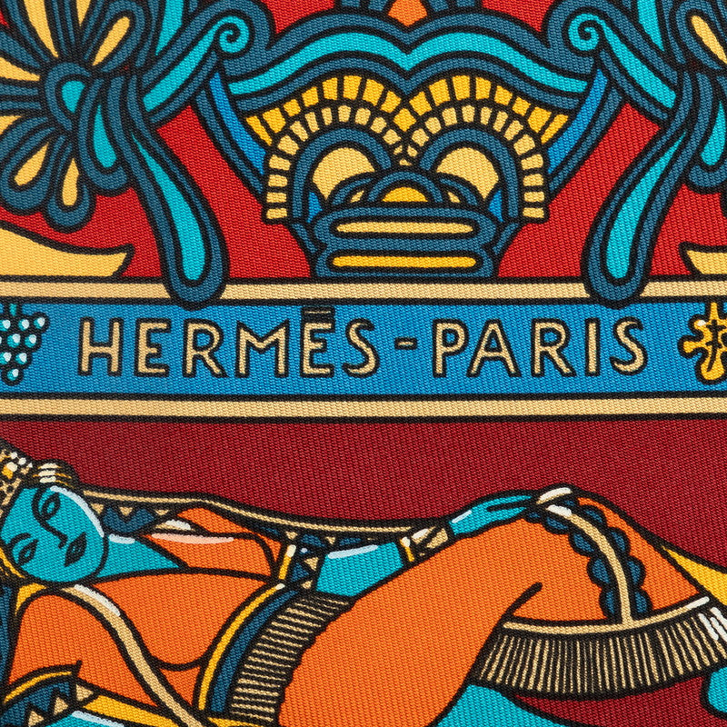 Hermes Carré 90 PERSEPOLIS Topazepolis Persian City SCalf Red Multicolor Silk  Hermes