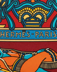 Hermes Carré 90 PERSEPOLIS Topazepolis Persian City SCalf Red Multicolor Silk  Hermes