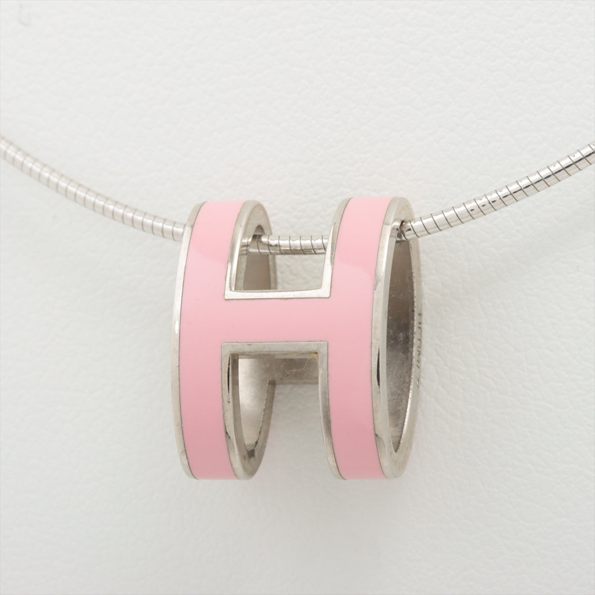 Hermes Pop Ash H necklace ru metal  SV925 silver × pink