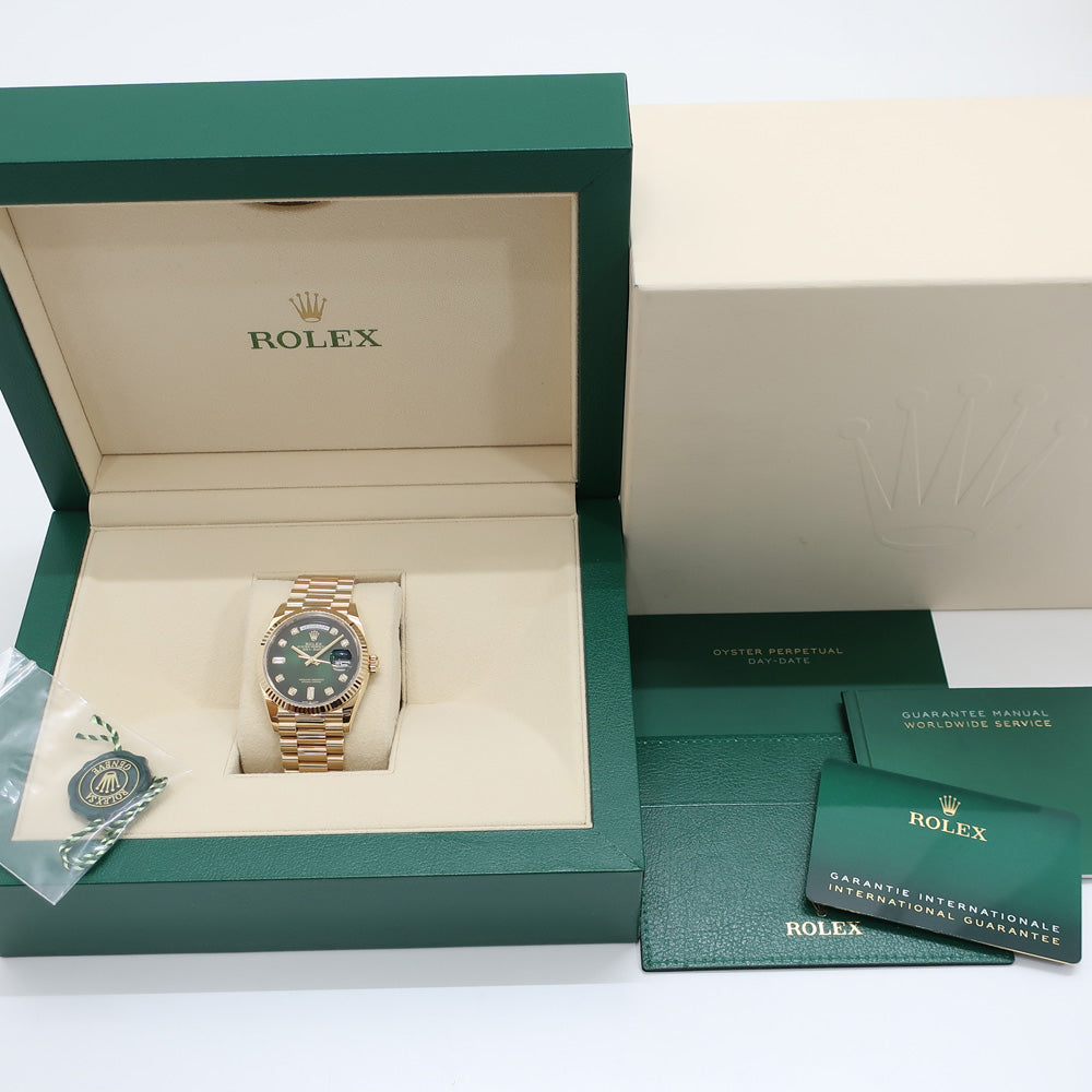 Rolex Ddate 128238A Green Diamond K18YG 750 20 Years New Gallery Automatic Volume  Watch