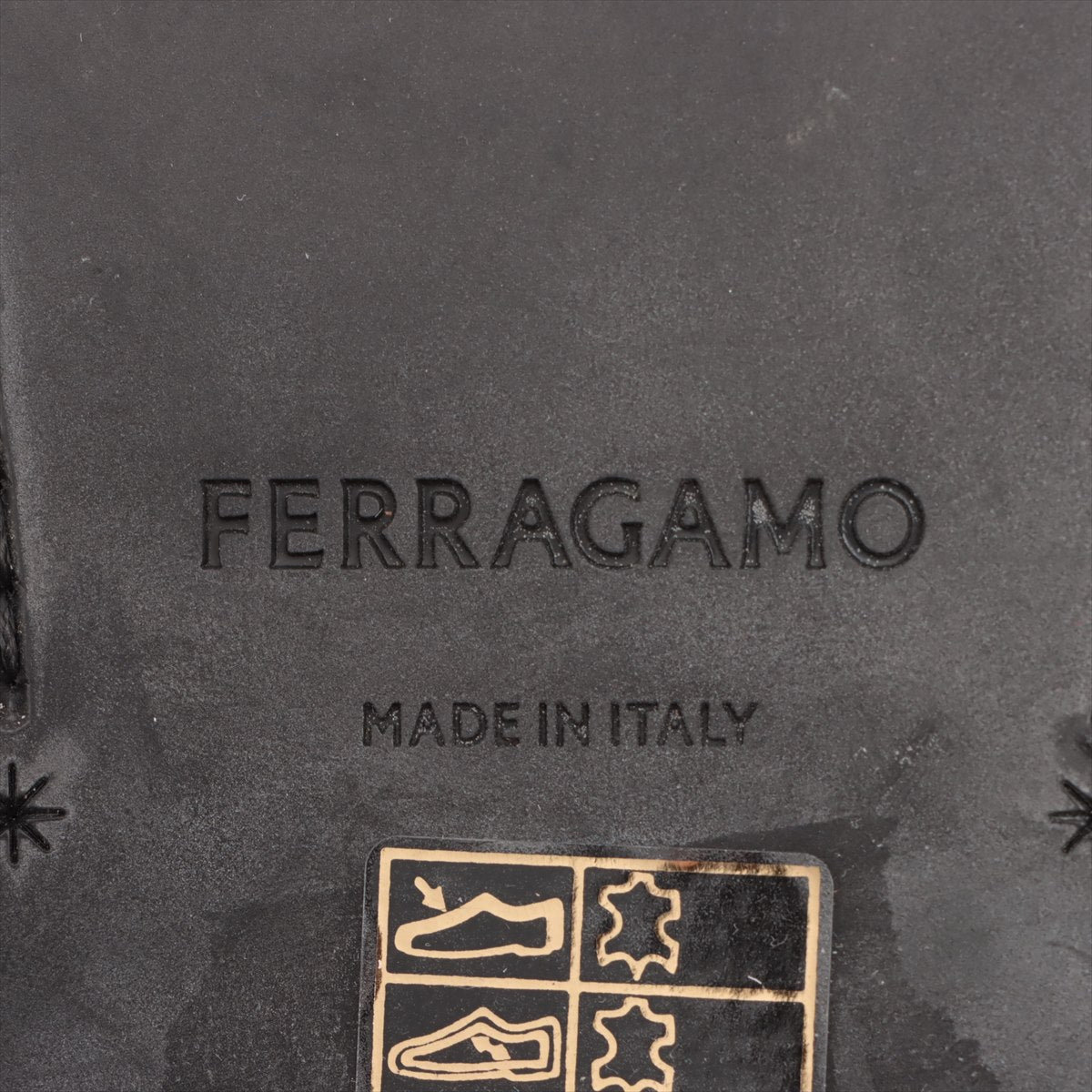 Ferragamo Leather Short Boots 6.5D  Black Gantini Gold