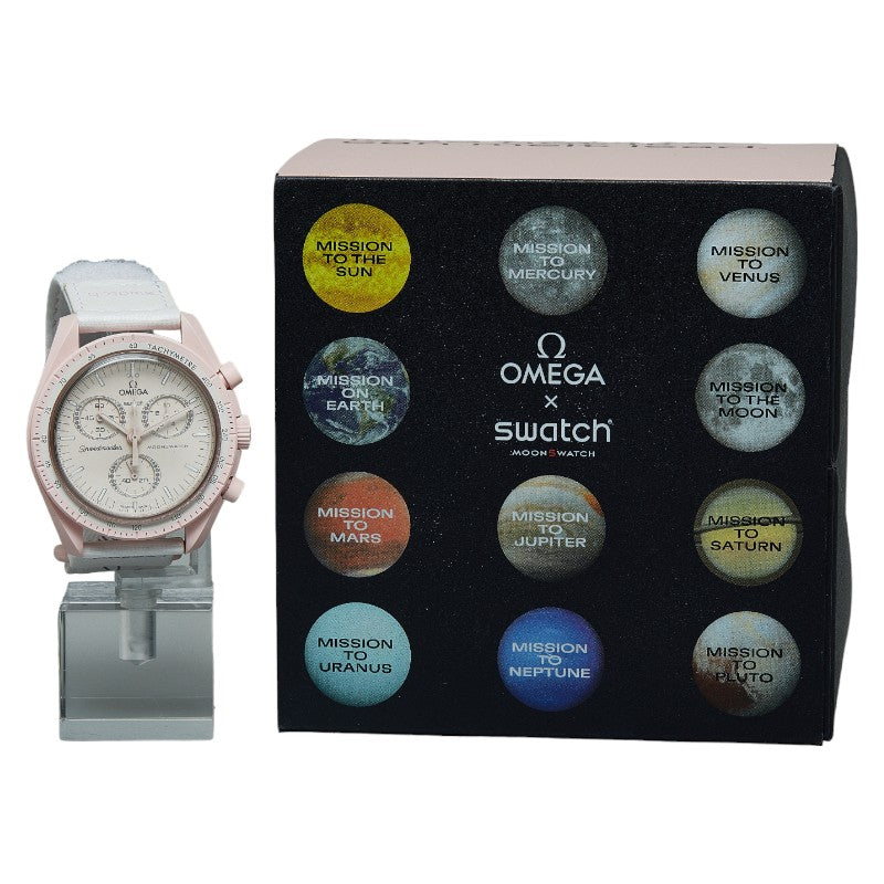 Swatch  Omega Bioceramic Moonwatch Mission to  Watch SO33P100 Quartz Pink  Ceramic Nylon  Swatch